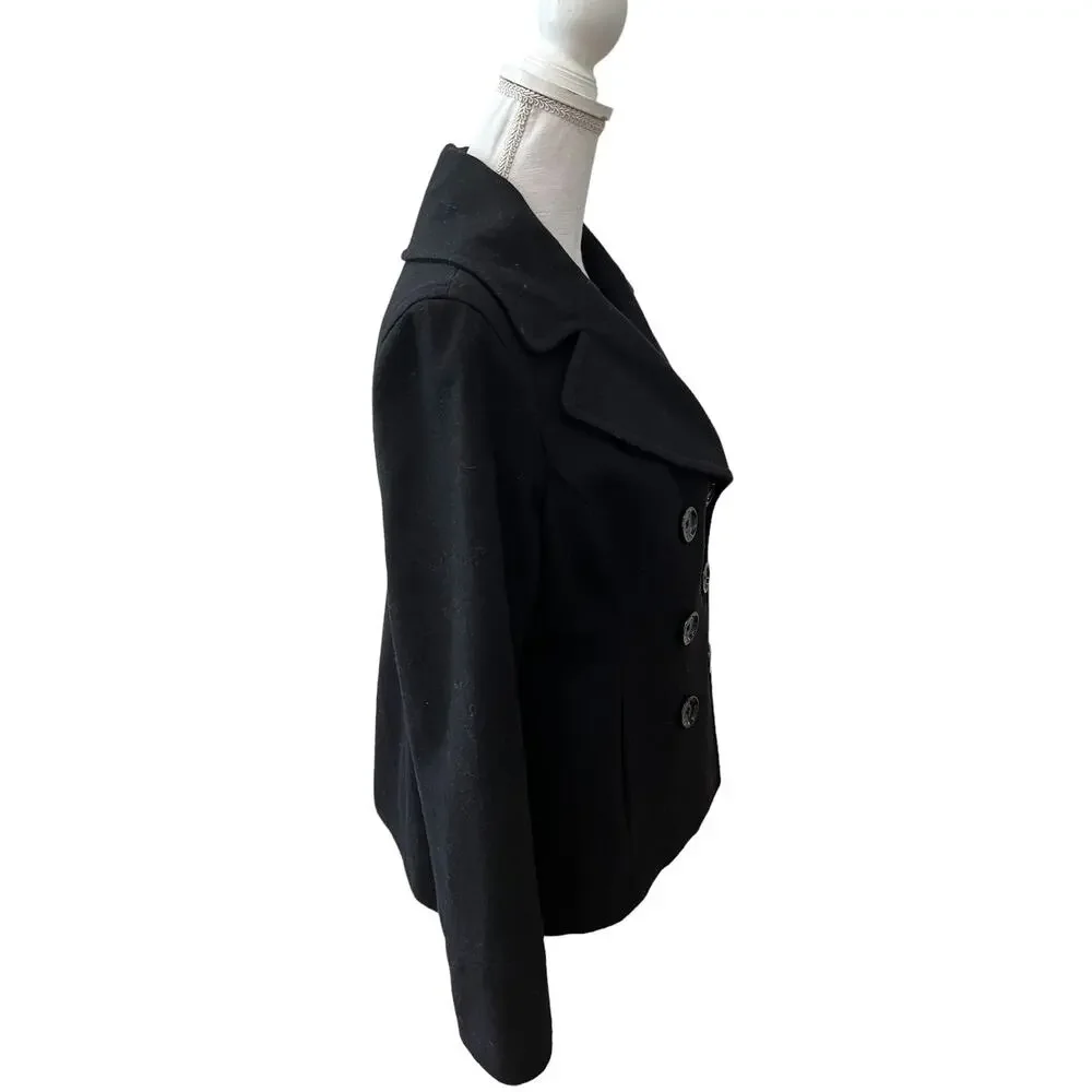 Michael Kors Classic Wool blend pea coat Black M